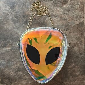 Holographic Alien Face Crossbody Bag